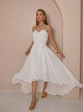 VESTIDO MIDI TOMARA QUE CAIA DECOTE CORAÇÃO BARRA ASSIMÉTRICA OFF WHITE