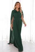 VESTIDO LONGO COM CAPA VERDE