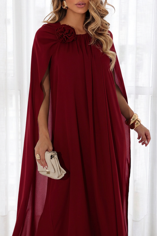 VESTIDO LONGO COM CAPA VERMELHO
